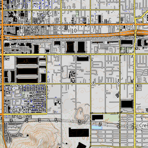 OpenTopoMap map of Bloomington High School, CA
