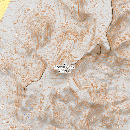 OpenTopoMap map of Brown Peak, CA