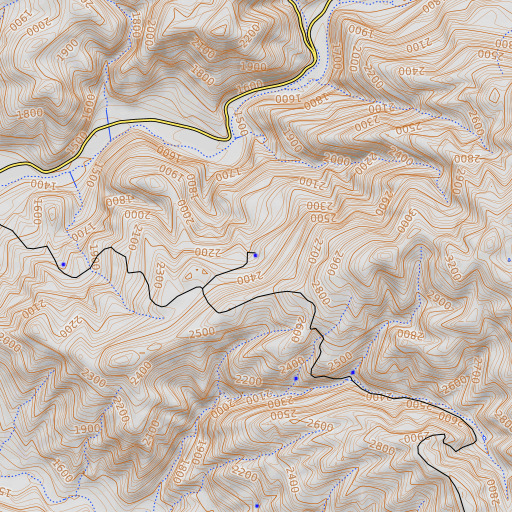 OpenTopoMap map of Caliente Spring, CA