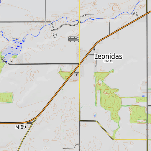 OpenTopoMap map of Leonidas Elementary School, MI