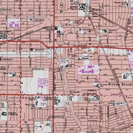 USGS 24K topo map of Carver Elementary School, CA