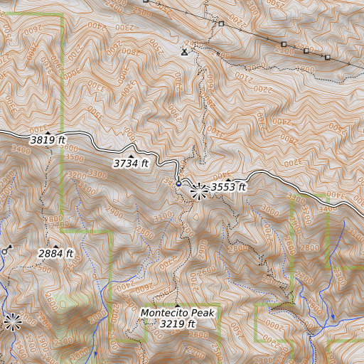 OpenTopoMap map of Cold Spring Saddle, CA