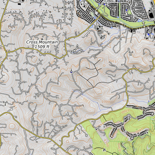 OpenTopoMap map of Cross Mountain Census Designated Place, TX