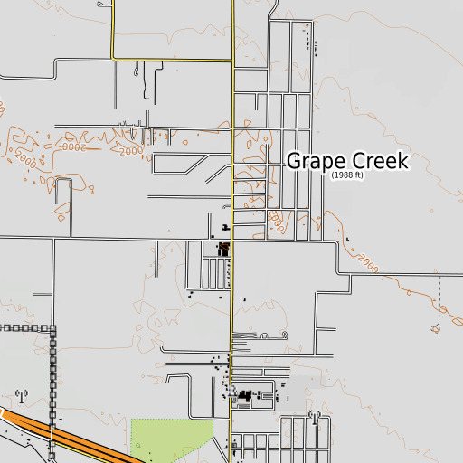 OpenTopoMap map of Grape Creek Census Designated Place, TX