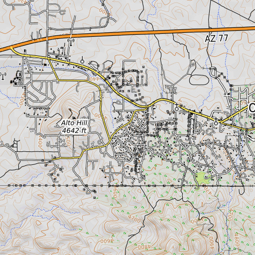 OpenTopoMap map of Oracle Census Designated Place, AZ