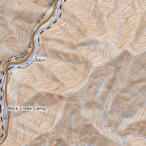 OpenTopoMap map of Tobin Census Designated Place, CA
