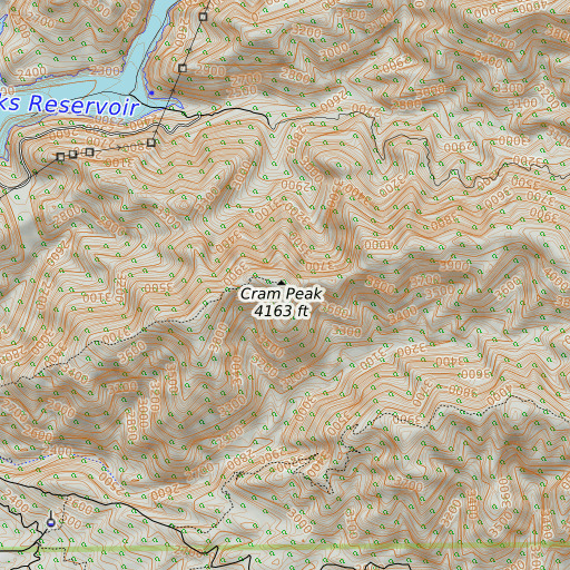 OpenTopoMap map of Cram Peak, CA