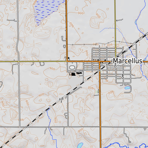 OpenTopoMap map of Marcellus High School, MI