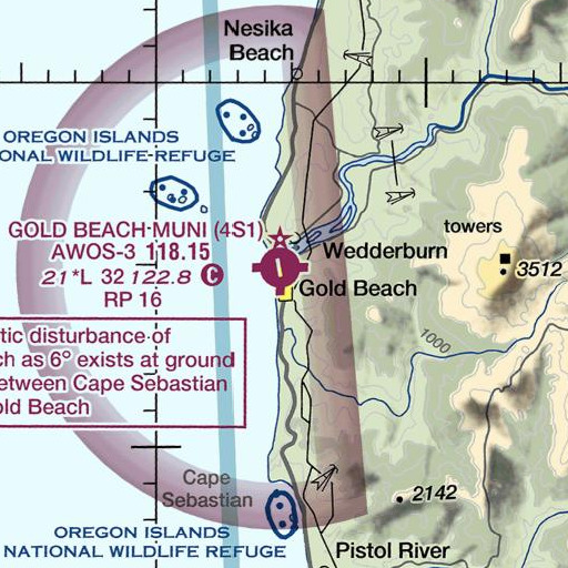 FAA VFR chart of Gold Beach High School, OR