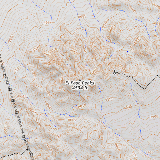 OpenTopoMap map of El Paso Peaks, CA