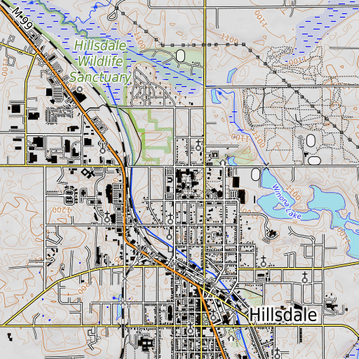 OpenTopoMap map of Phillips Auditorium, MI