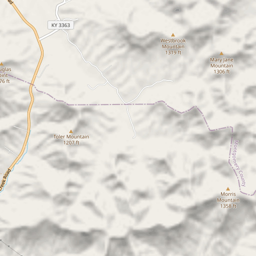 OpenStreetMap map of Right Fork Hog Creek, KY