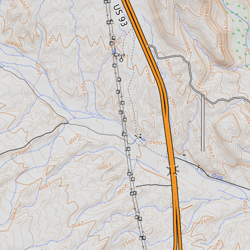 OpenTopoMap map of Cane Springs, AZ