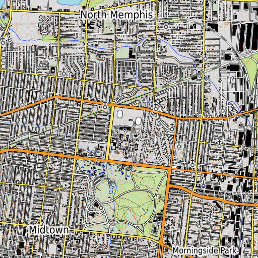 OpenTopoMap map of Bryan Hall, TN