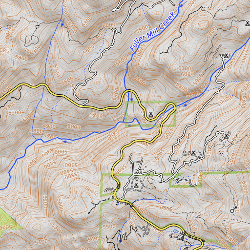 OpenTopoMap map of Fuller Mill Creek, CA