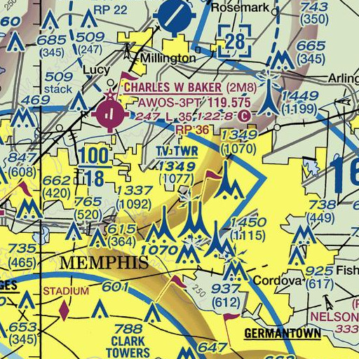 FAA VFR chart of Bartlett Elementary School, TN