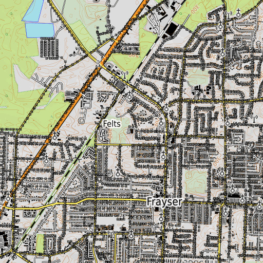 OpenTopoMap map of Corning Elementary School, TN