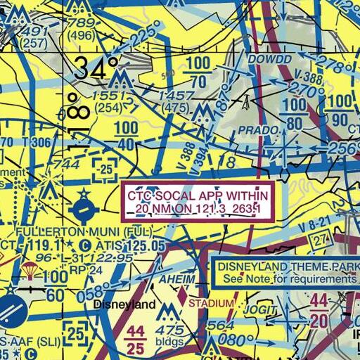 FAA VFR chart of Fullerton Dam, CA
