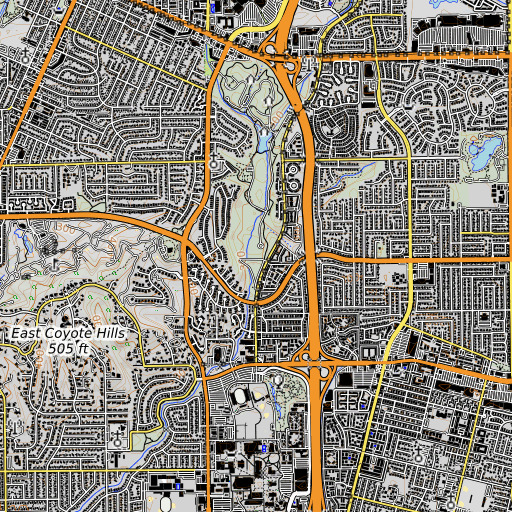 OpenTopoMap map of Fullerton Dam, CA