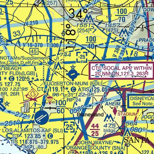 FAA VFR chart of Fullerton School, CA