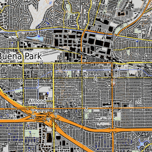 OpenTopoMap map of Fullerton School, CA