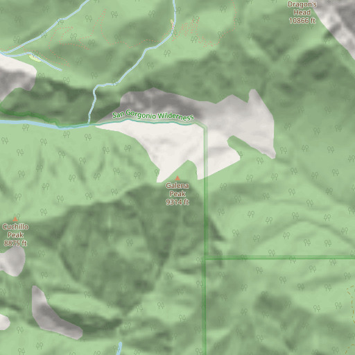 OpenStreetMap map of Galena Peak, CA