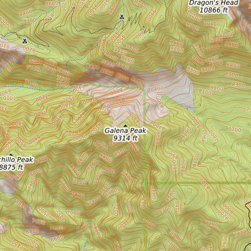 OpenTopoMap map of Galena Peak, CA