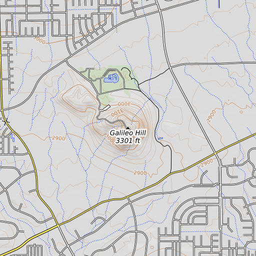 OpenTopoMap map of Galileo Hill, CA