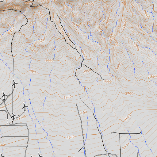 OpenTopoMap map of Gamble Spring Canyon, CA
