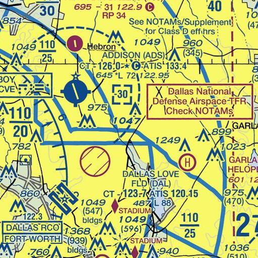 FAA VFR chart of Interchange 21B, TX