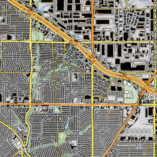 OpenTopoMap map of Highland Meadows Elementary School, TX