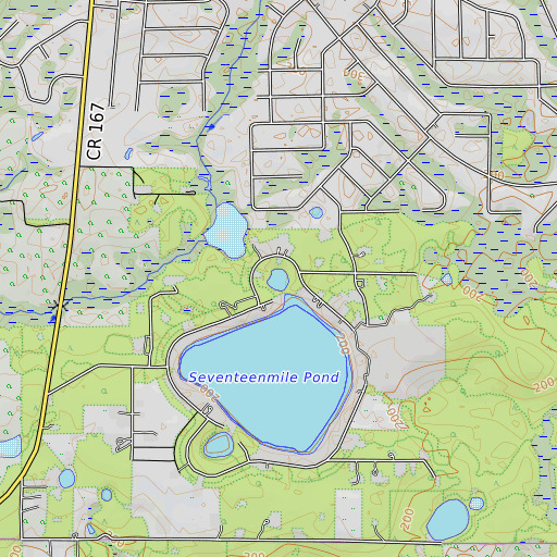 OpenTopoMap map of Black Pond, FL