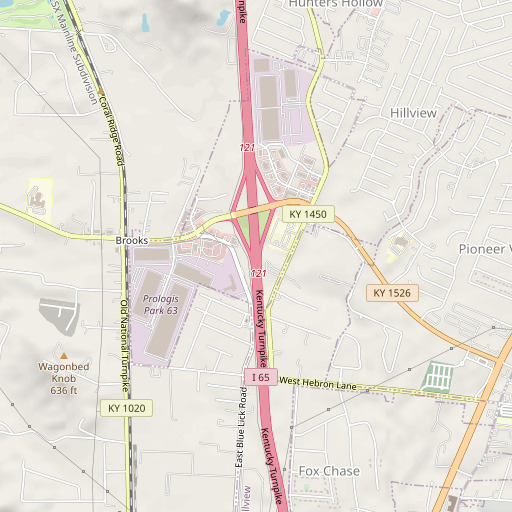 OpenStreetMap map of Interchange 121, KY