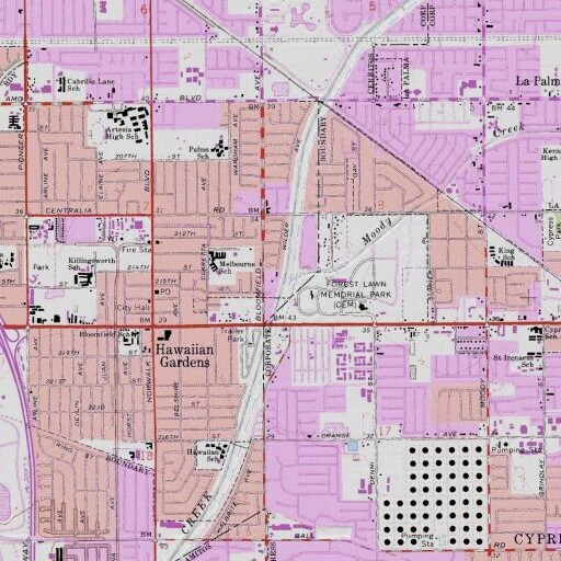 USGS 24K topo map of Moody Creek, CA