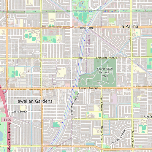 OpenStreetMap map of Moody Creek, CA