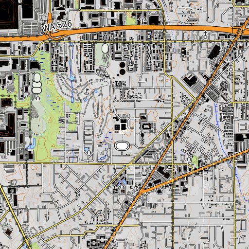OpenTopoMap map of Rose Alternative Middle School, WA