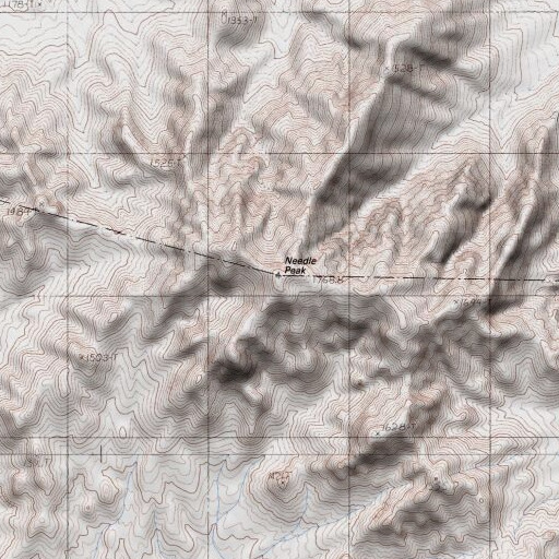 USGS 24K topo map of Needle Peak, CA