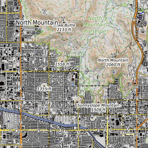OpenTopoMap map of Mountain View School, AZ