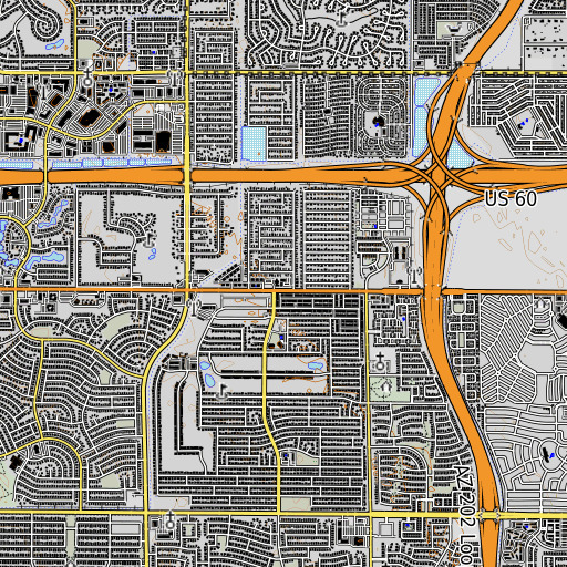 OpenTopoMap map of Noah Webster Basic School, AZ