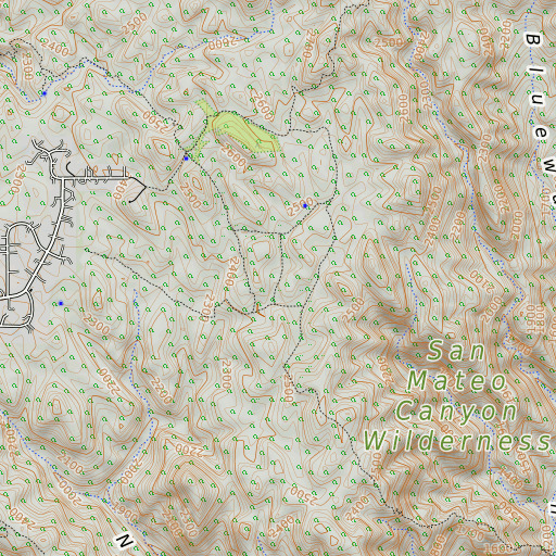 OpenTopoMap map of Oak Flats, CA