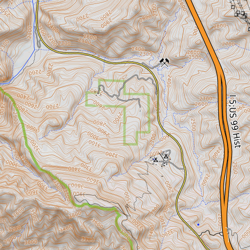 OpenTopoMap map of Oak Flats, CA