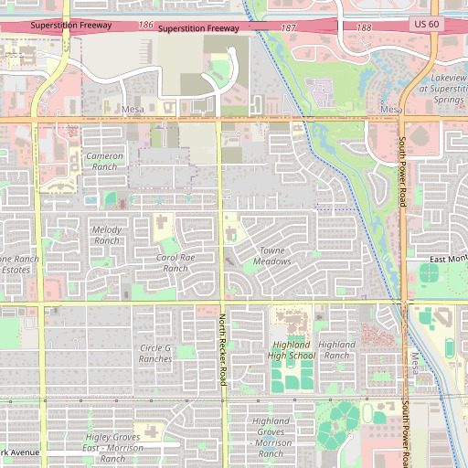 OpenStreetMap map of Towne Meadows Elementary School, AZ
