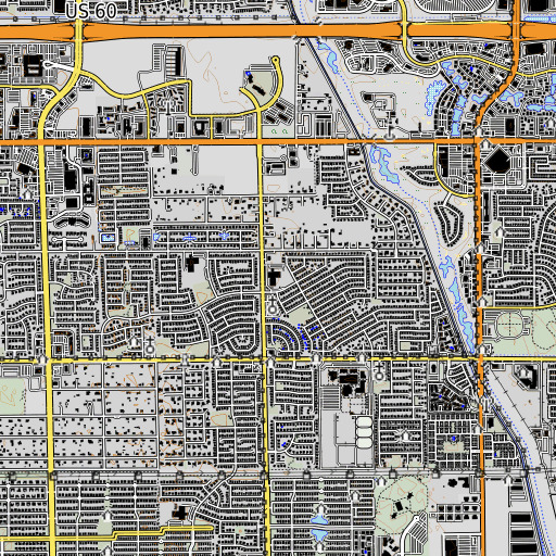 OpenTopoMap map of Towne Meadows Elementary School, AZ