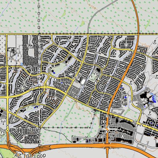 OpenTopoMap map of Explorer Middle School, AZ