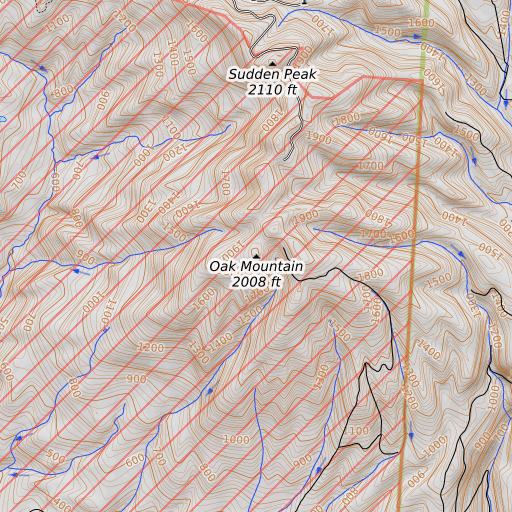 OpenTopoMap map of Oak Mountain, CA