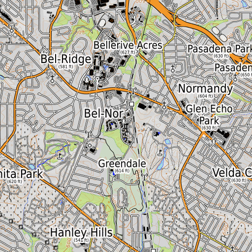 OpenTopoMap map of Villa Building, MO