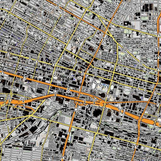 OpenTopoMap map of Walsh Hall, MO