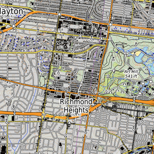 OpenTopoMap map of Brohm Hall, MO