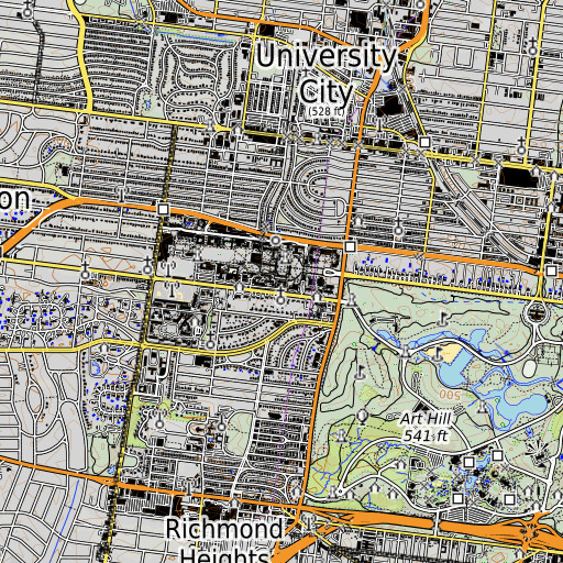 OpenTopoMap map of Brown Hall, MO
