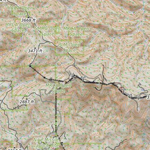 OpenTopoMap map of Oat Mountain, CA